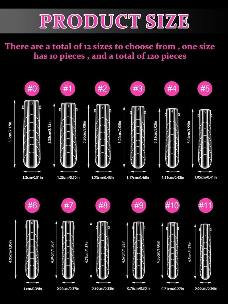TOROKOM 120Pcs Poly Extension Gel Dual Nail Forms Clear Nail Forms Full Cover Coffin Nail Molds 12 Sizes for Gel Manicure Nail Art Design Salon&DIY - Image 5
